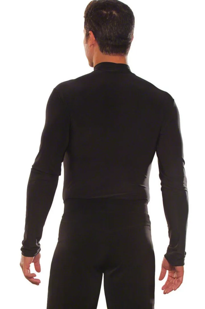 Dance America MS6 Men's Simple Black Turtleneck Ballroom Shirt with Trunks in Stock