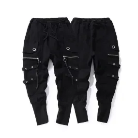 Fashion Drawstring casual men high quality Joggers black Sweatpants Ribbon Hip Hop Men streetwear casual Trousers Cross-pants