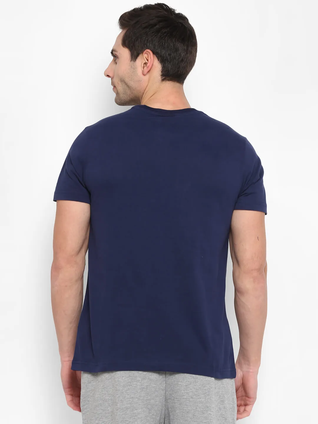 Faun Men Cotton Navy Blue T-Shirt