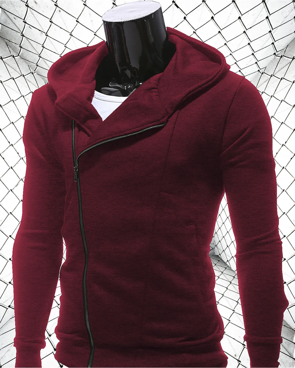 Mens Casual Maroon Full-Sleeve Assassin Jacket