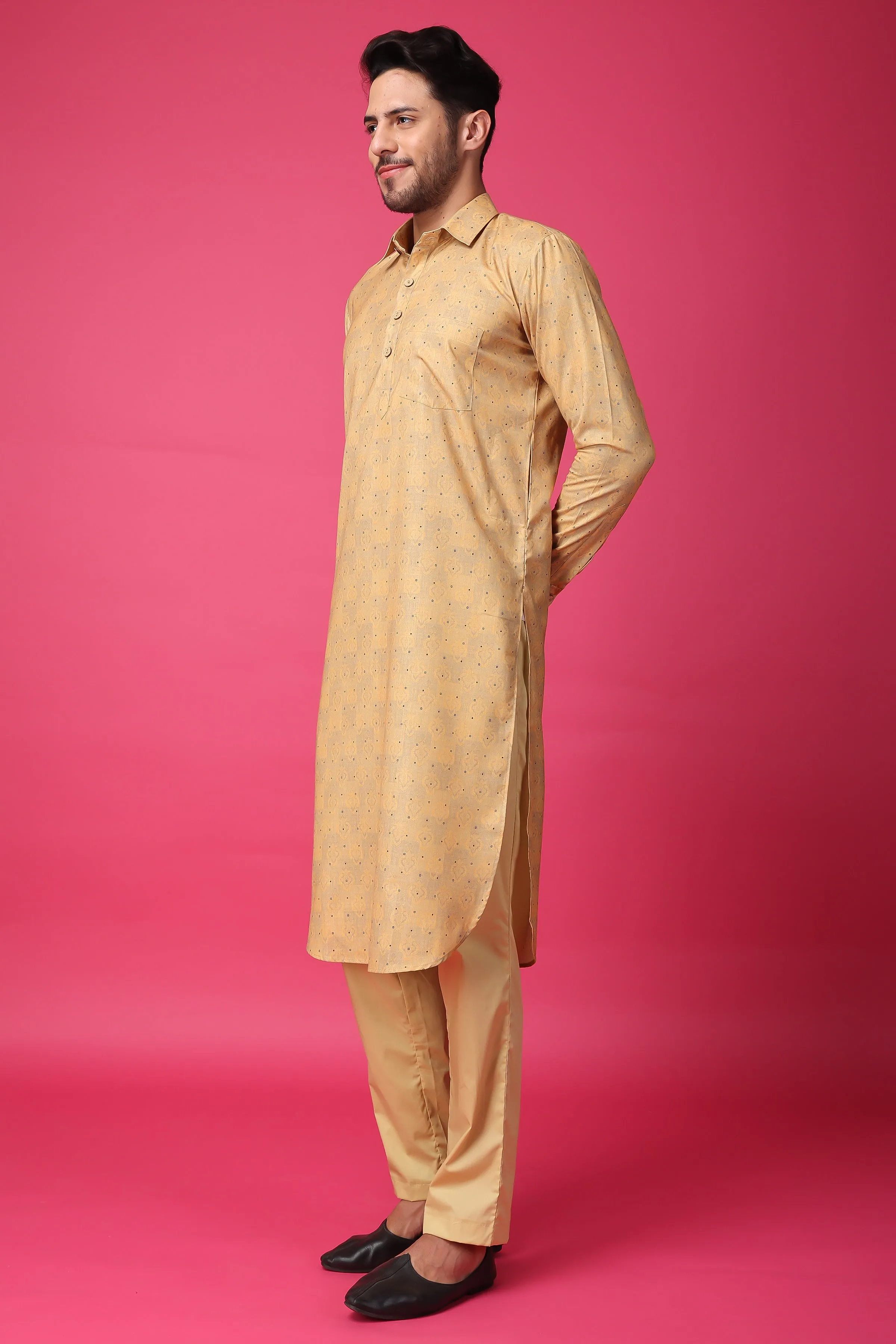 Golden Glow Textured Kurta