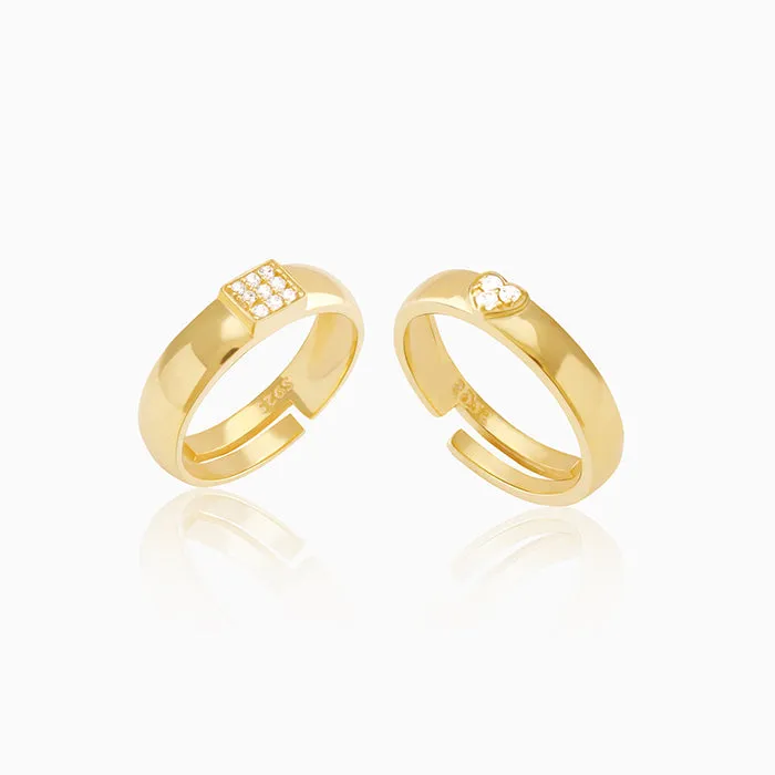 Golden Shining Love Couple Rings