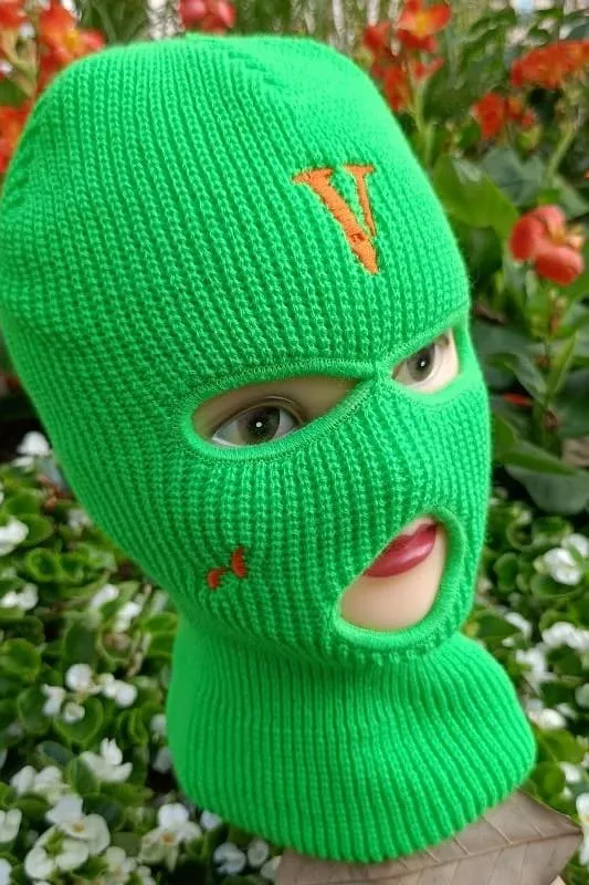 Green Vlone Embroidery 3 Holes Ski Mask