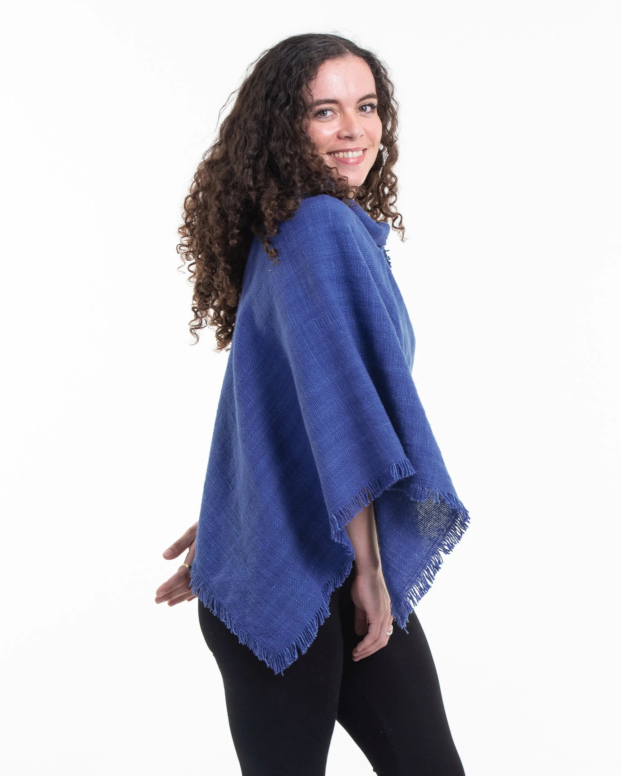 Hand Woven Cotton Shawl Scarf in Indigo