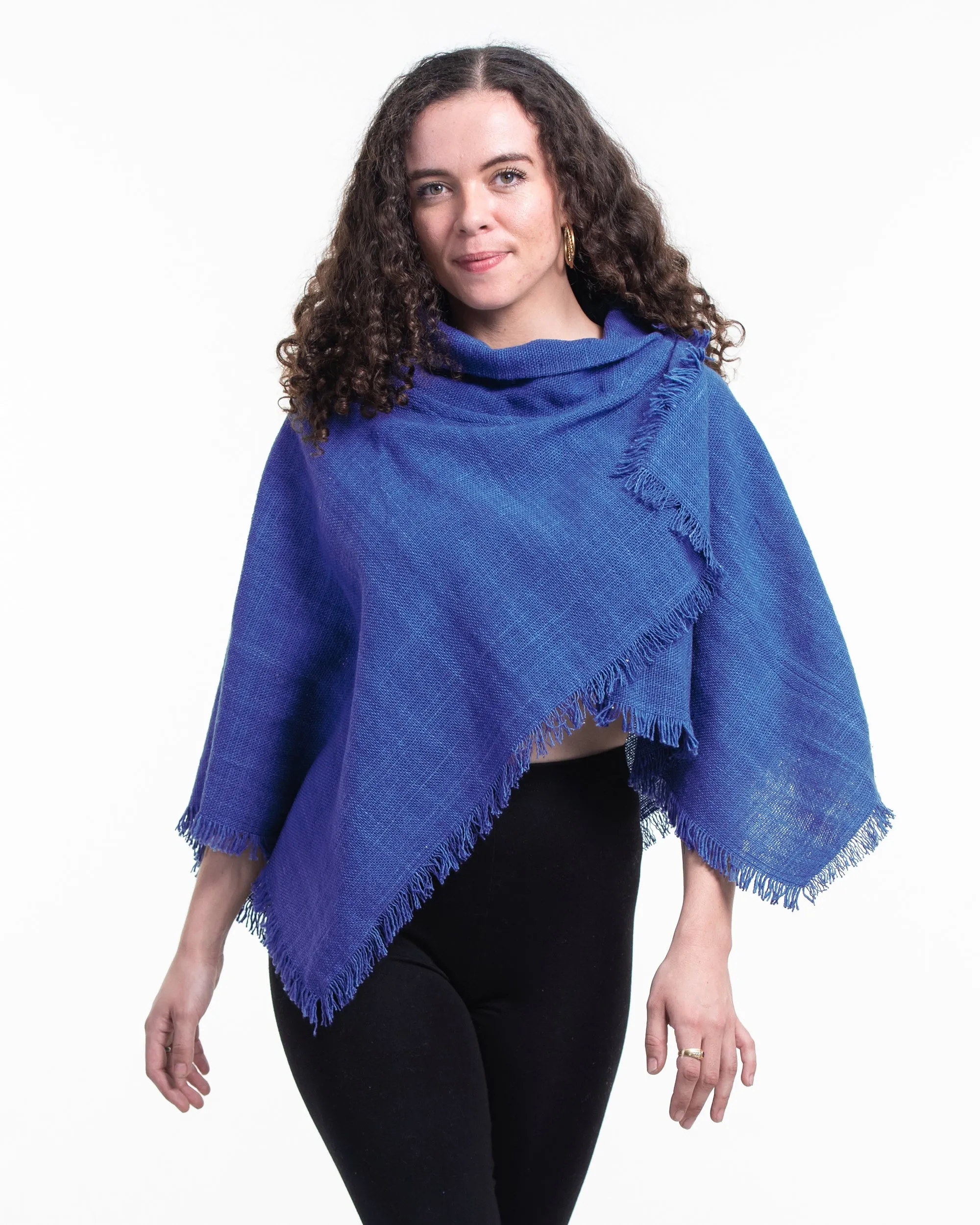 Hand Woven Cotton Shawl Scarf in Indigo