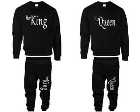 Her King His Queen Couple Matching Top Bottom Set Sweaters and Jogger Pants