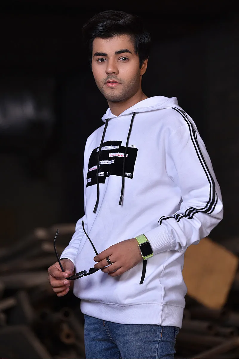 Hoodie With An Adjustable Hood And Long Sleeves White