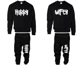 Hubby Wifey Couple Matching Top Bottom Set Sweaters and Jogger Pants