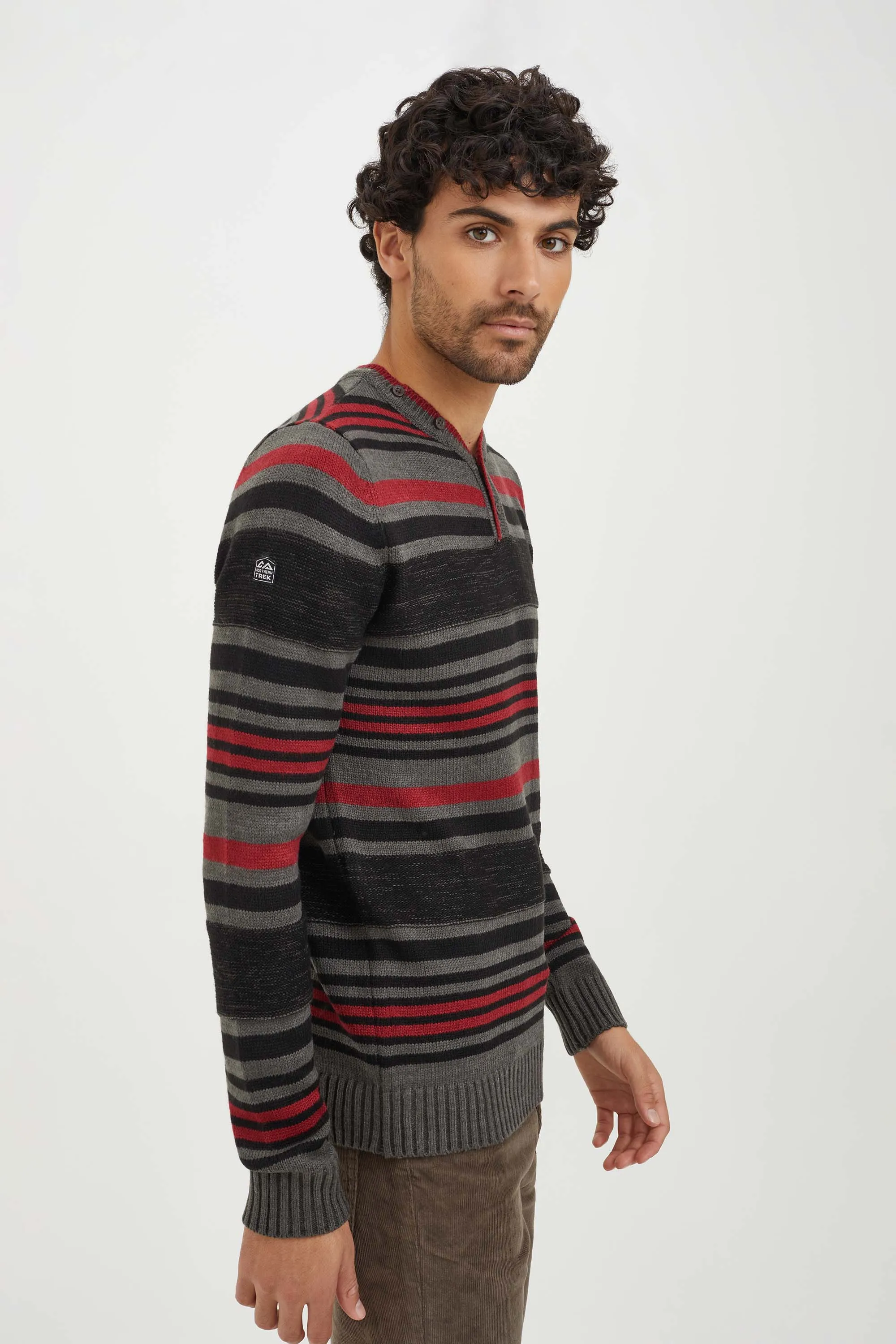 Knitted henley stripes