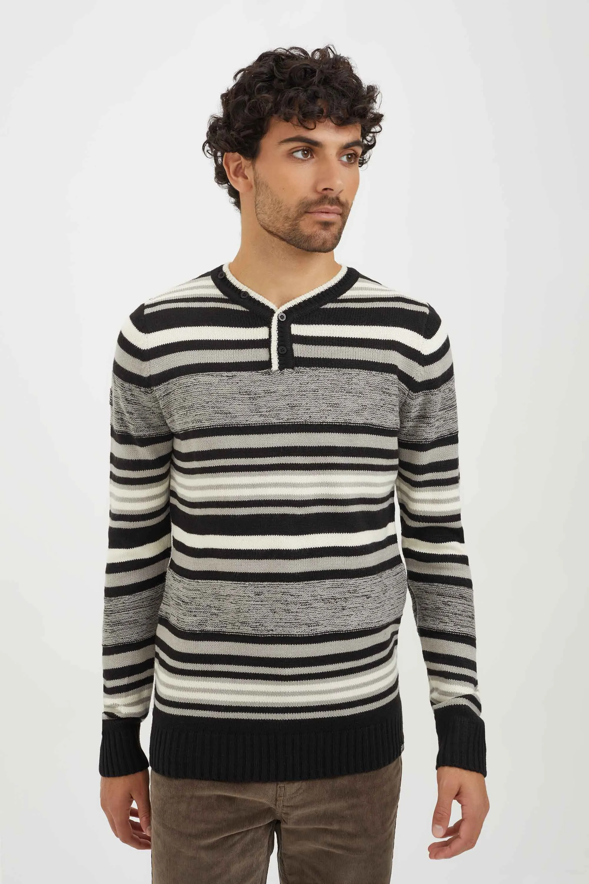 Knitted henley stripes