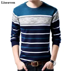 Liseaven Brand Casual Sweater O-Neck Slim Fit Knitting Mens Sweaters And Pullovers Men Pullover