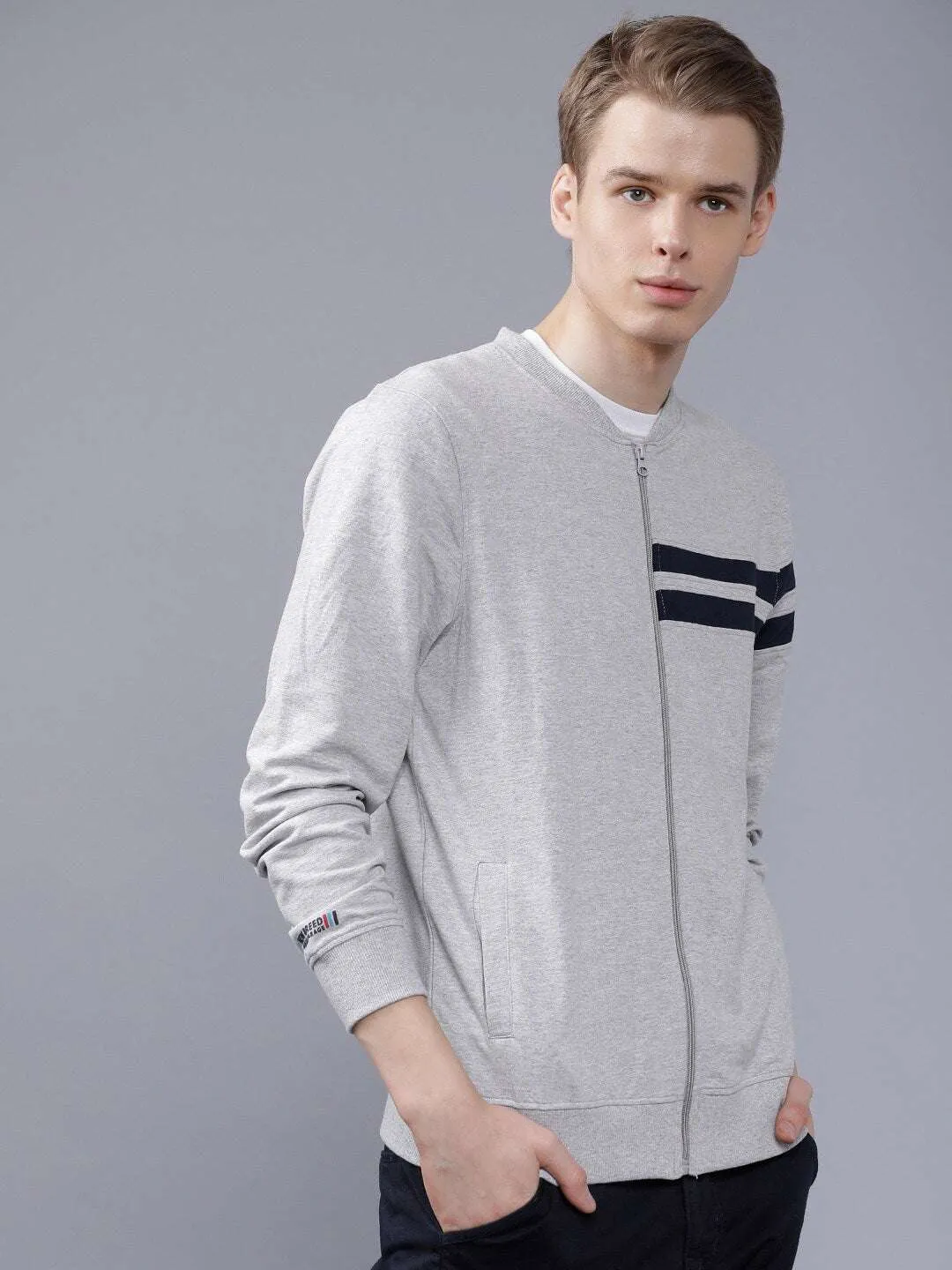 Men Baseball Collar Sweatshirt