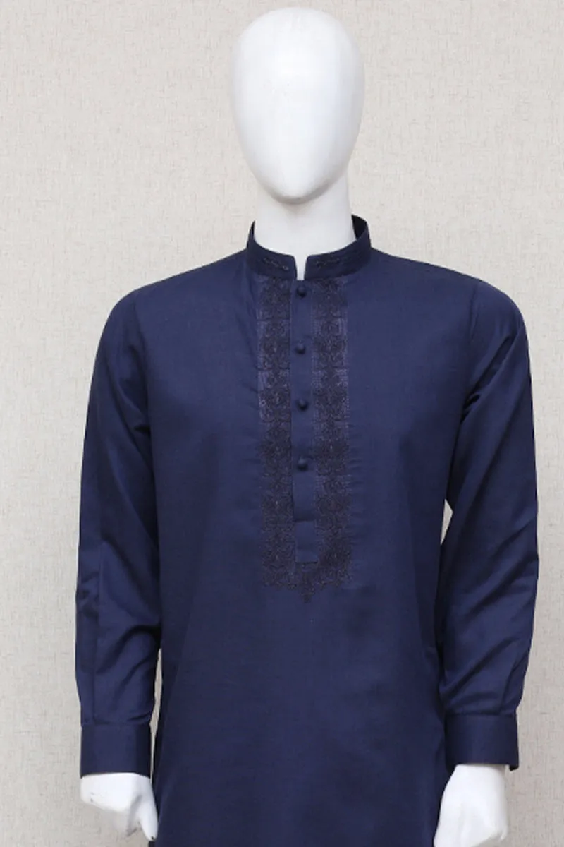 Men Premium Embroidered Shalwar Kameez Navy