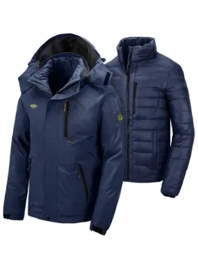 Men's 3-in-1 Down Jacket Waterproof Warm Winter Coat Ski Jacket Alpine Pro Down