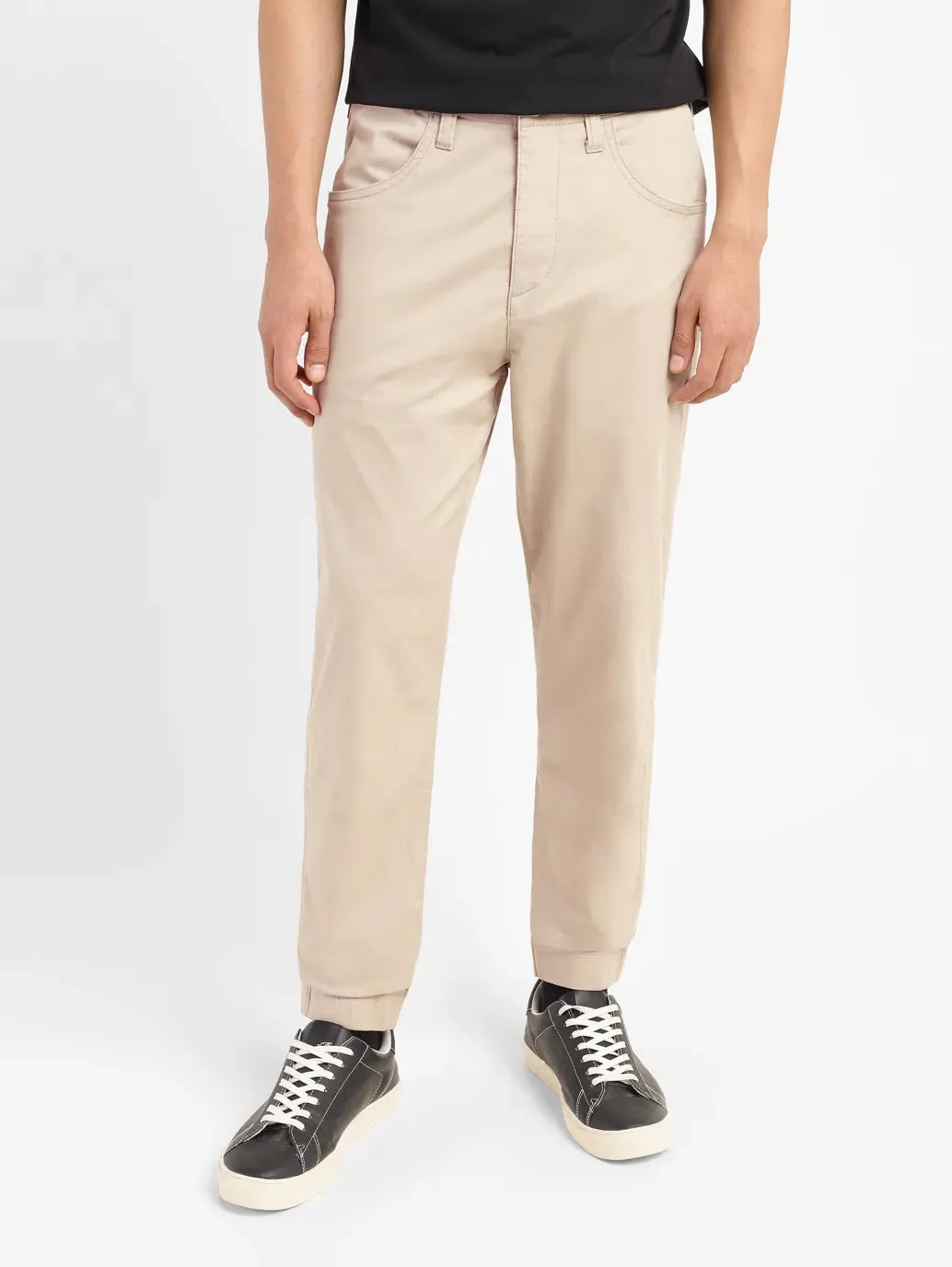 Men's Beige Regular Fit Joggers