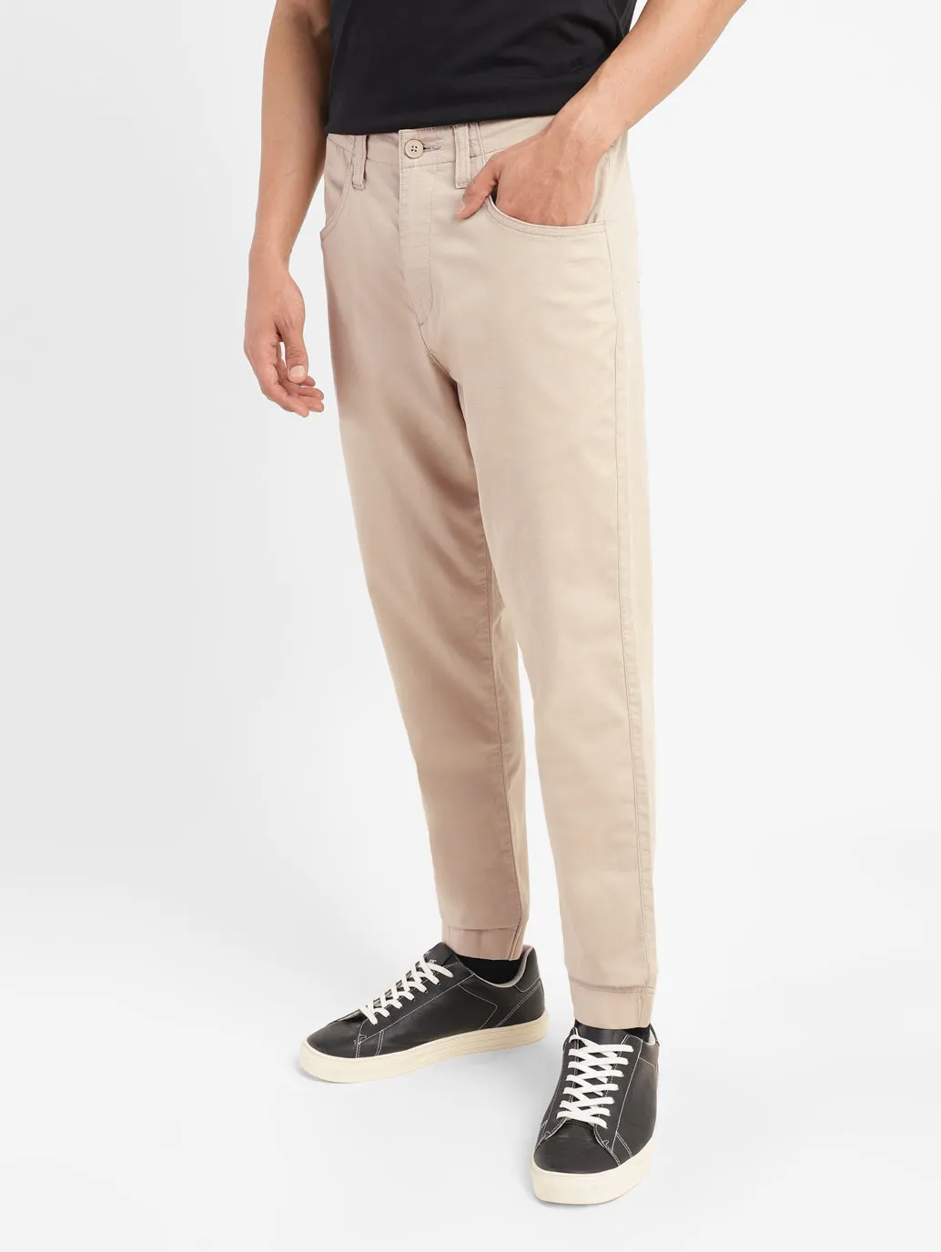 Men's Beige Regular Fit Joggers