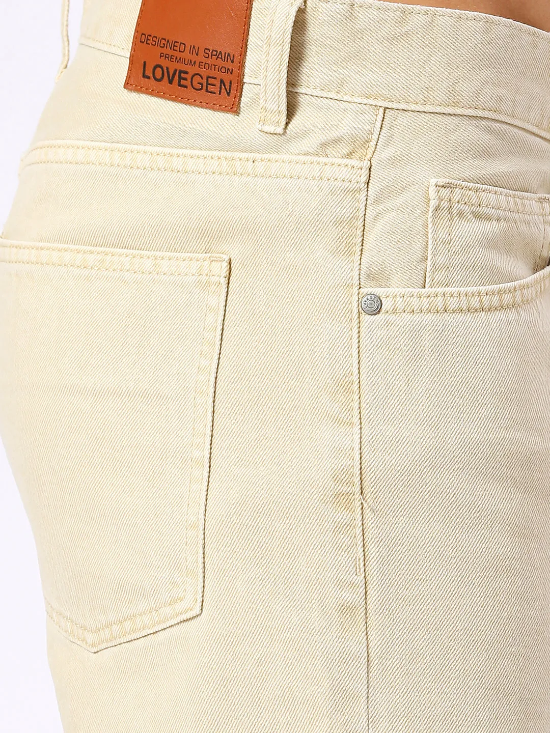 Men's Beige Straight Fit Jeans