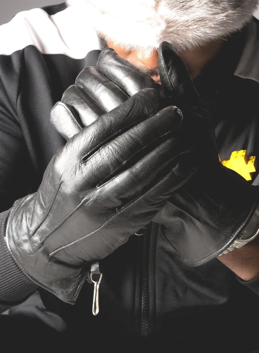 Men's Black Lamb Leather Gloves