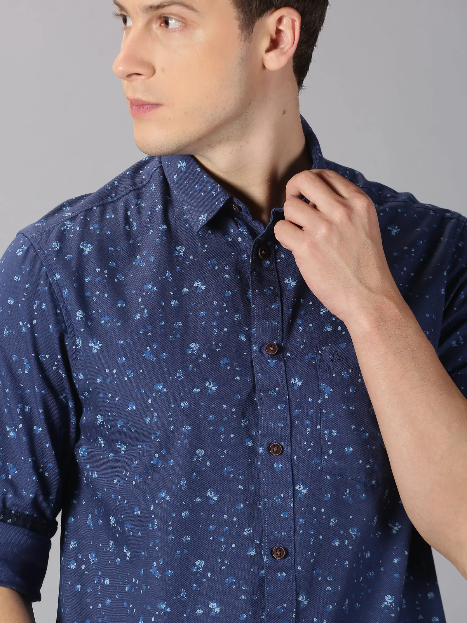 MEN'S BLUE PRINT SLIM FIT SHIRT