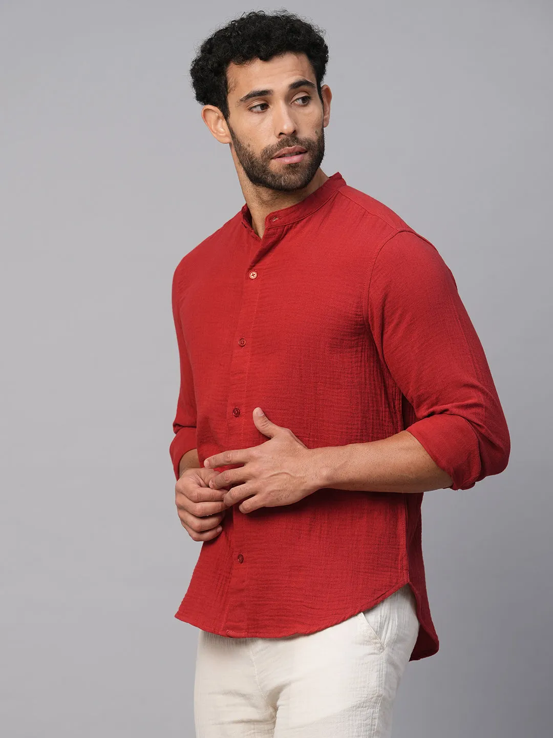 Men's Brick Cotton Regular Fit Shirt