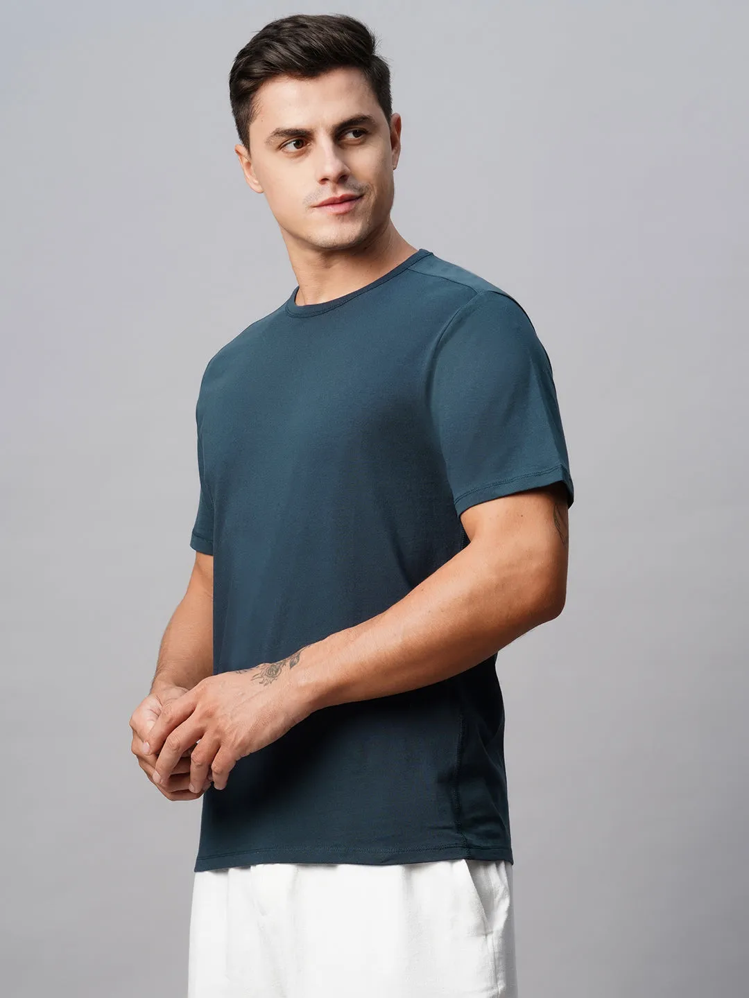 Men's Cotton Blue Regular Fit Tshirt