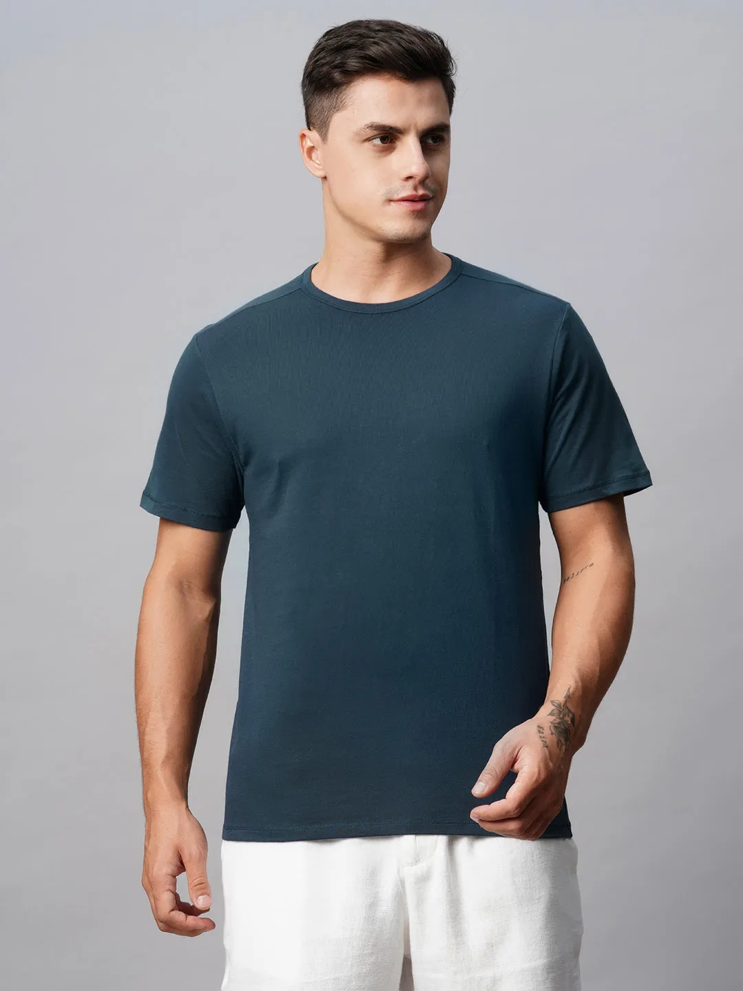 Men's Cotton Blue Regular Fit Tshirt