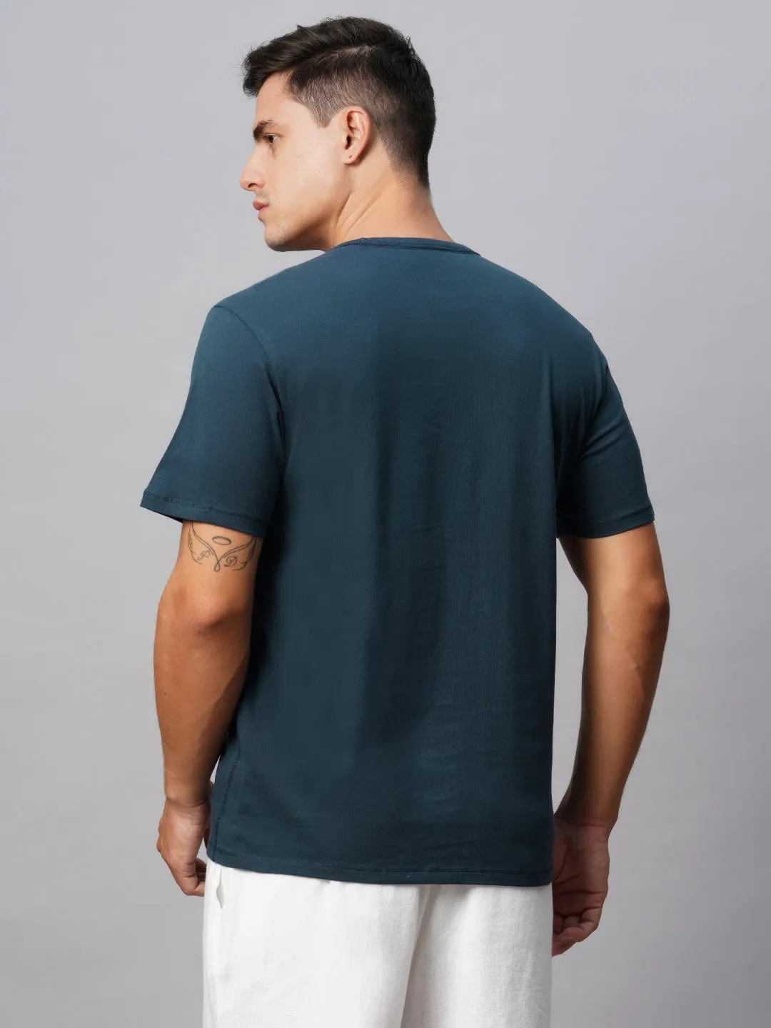 Men's Cotton Blue Regular Fit Tshirt