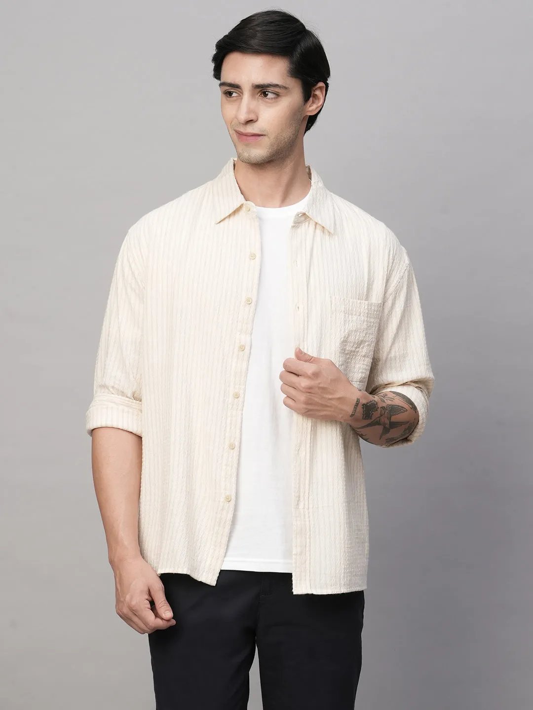 Men's Natural Cotton Viscose Regular Fit Shirt