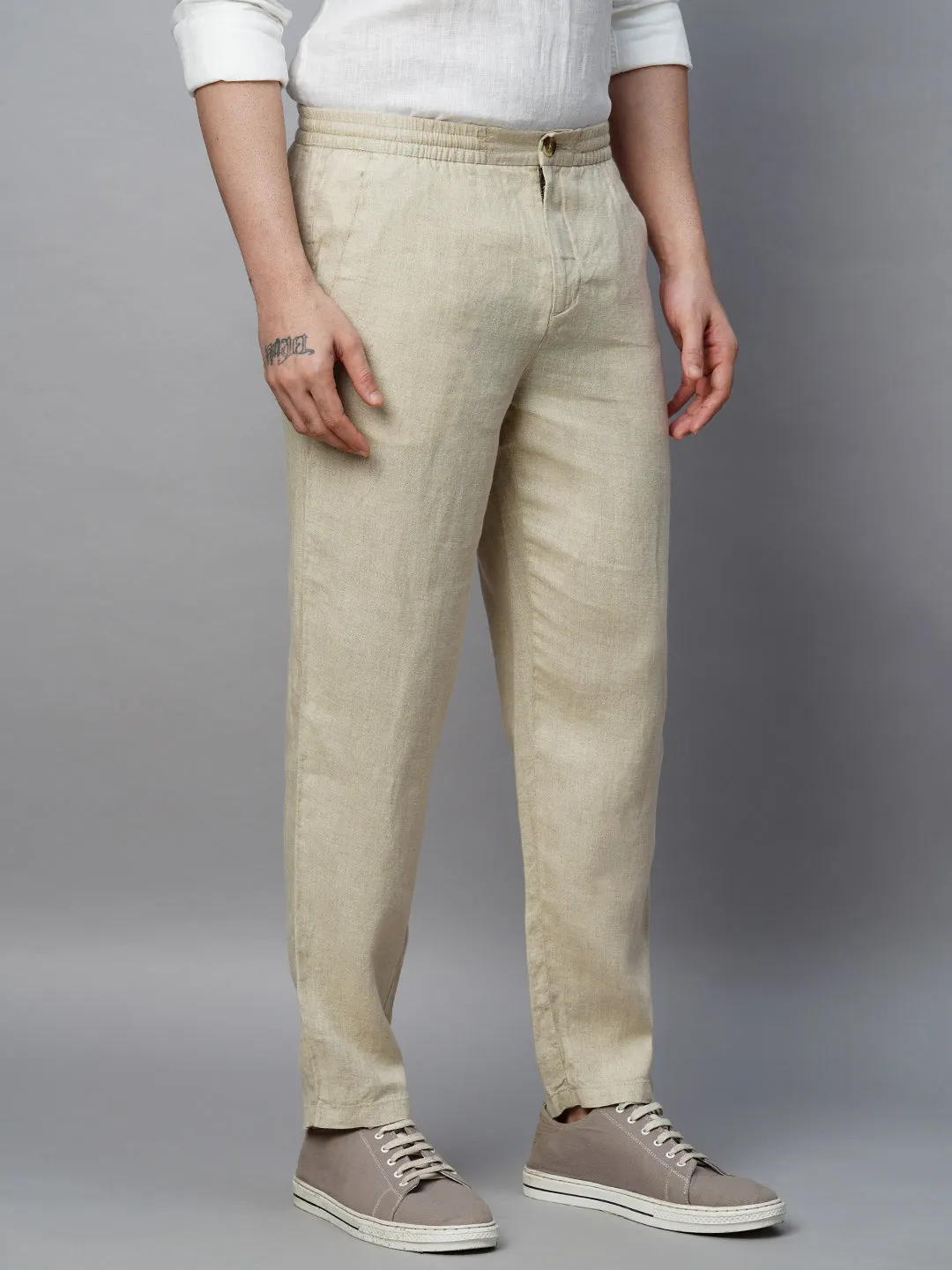 Men's Natural Linen Regular Fit Pant