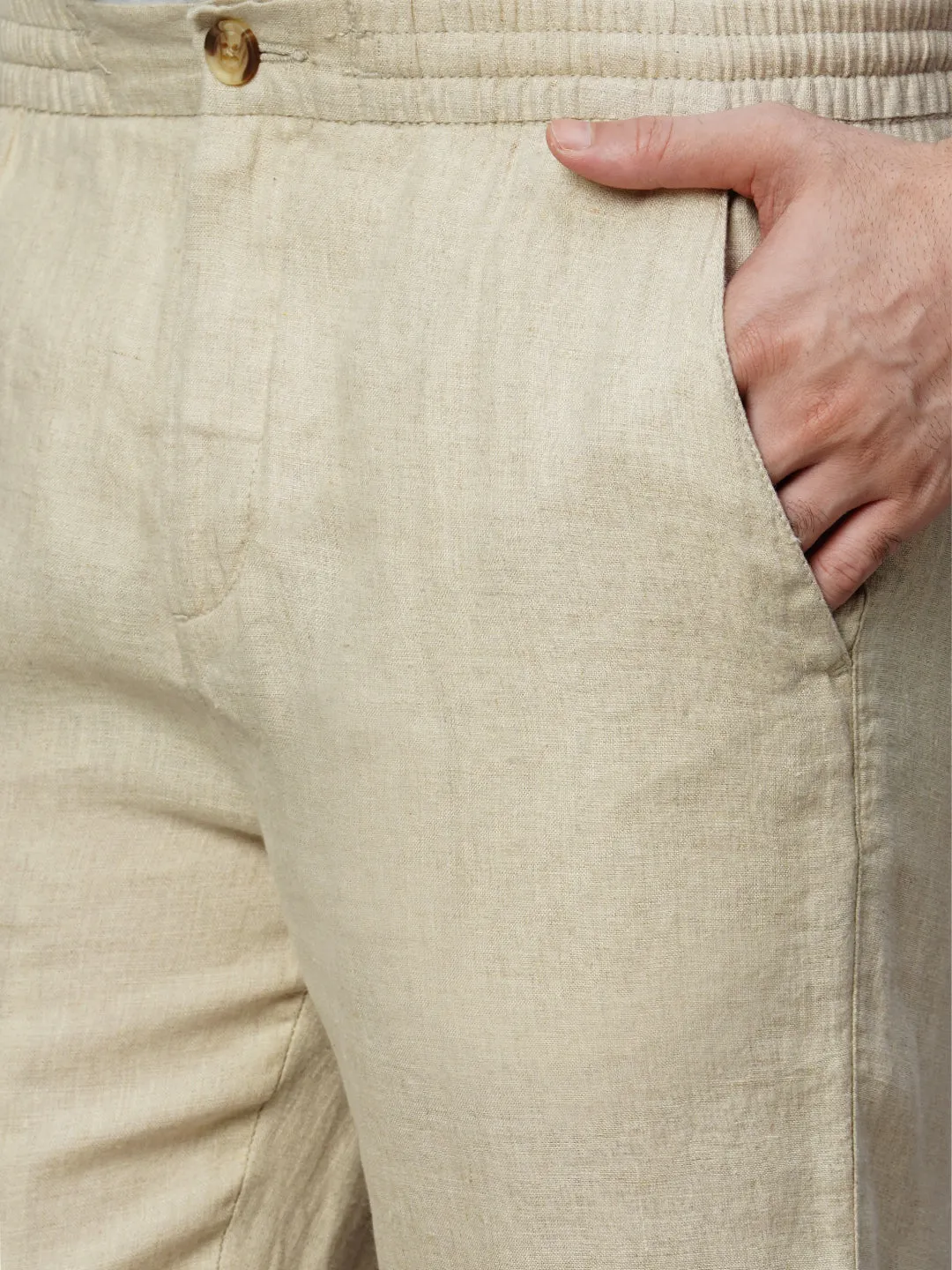 Men's Natural Linen Regular Fit Pant