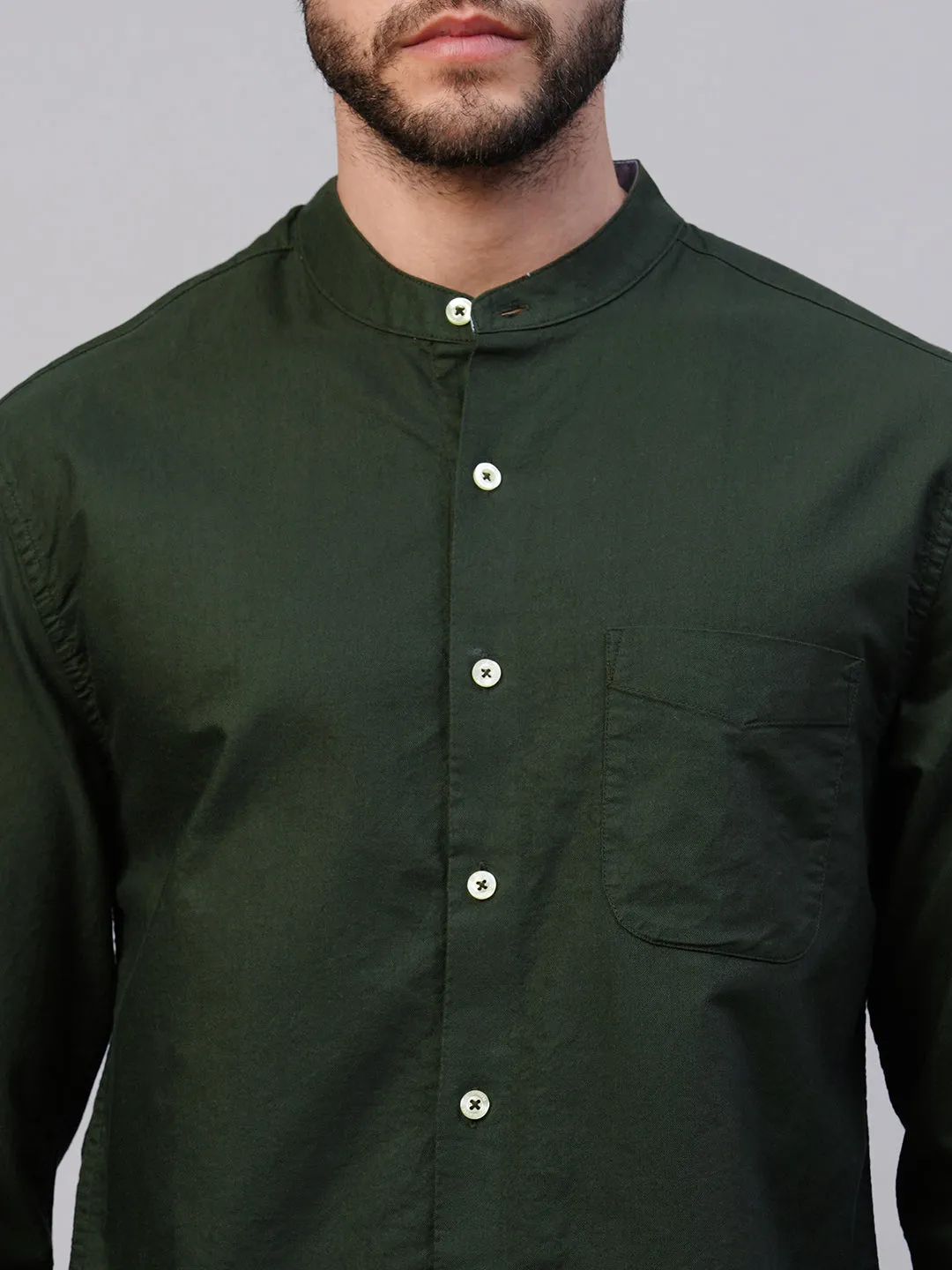 Men's Olive Cotton Regular Fit Shirt