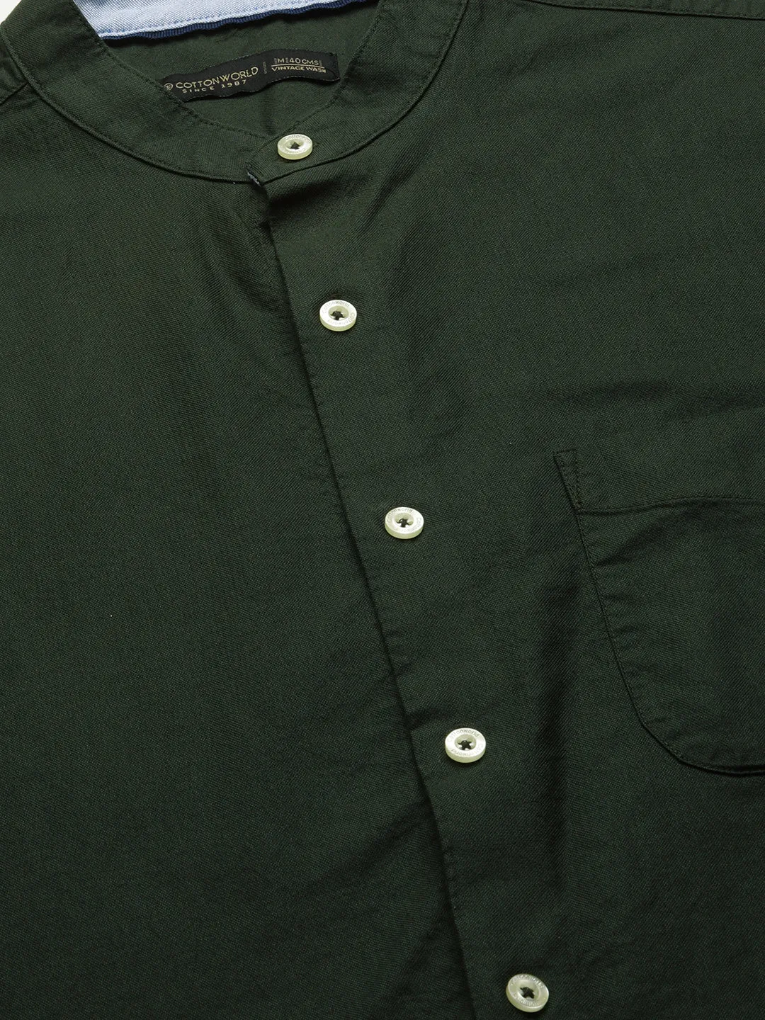 Men's Olive Cotton Regular Fit Shirt