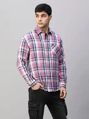 Mens Pink & Navy Relaxed Fit Shirt