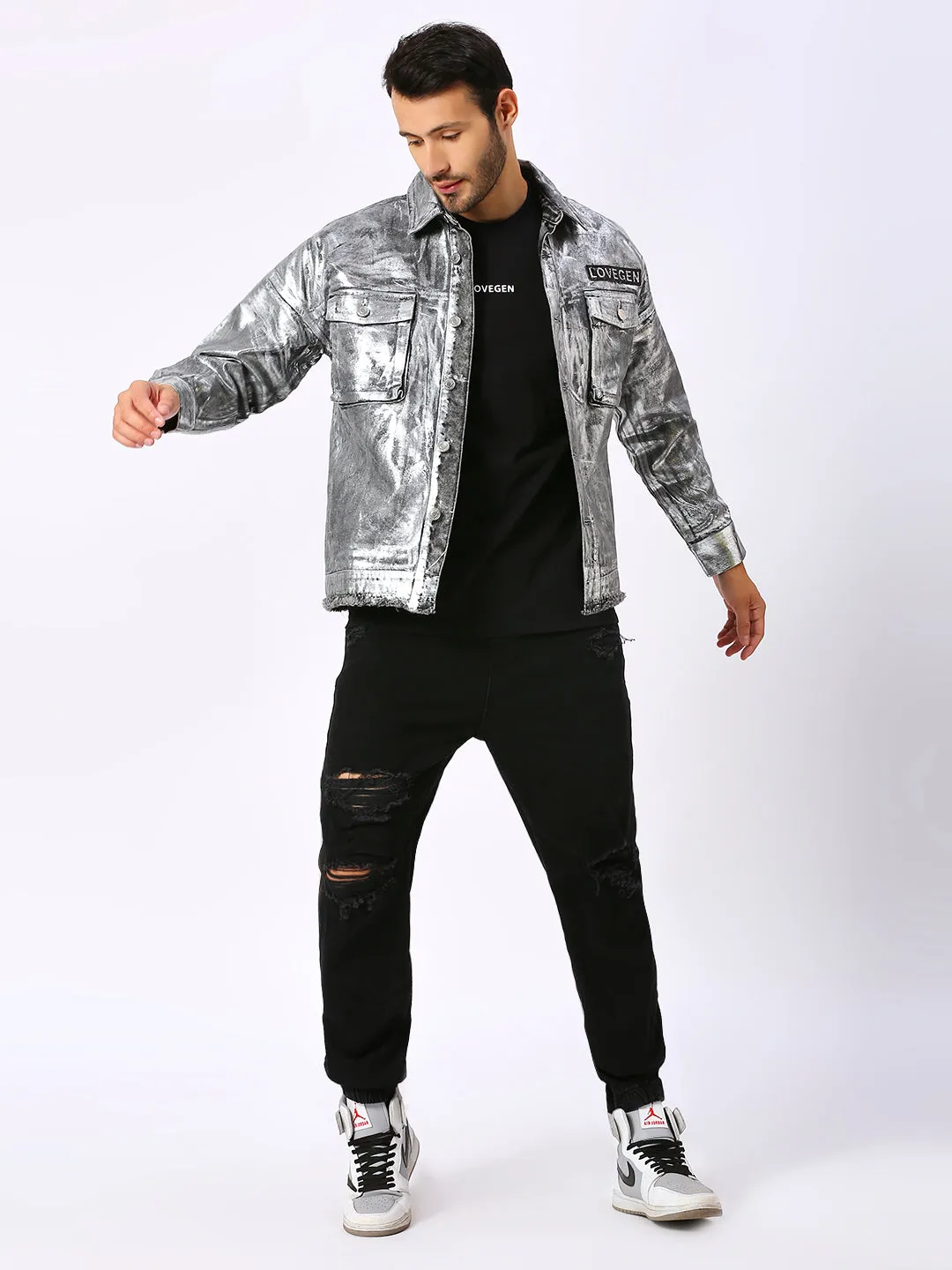 Men's Silver Denim Shacket