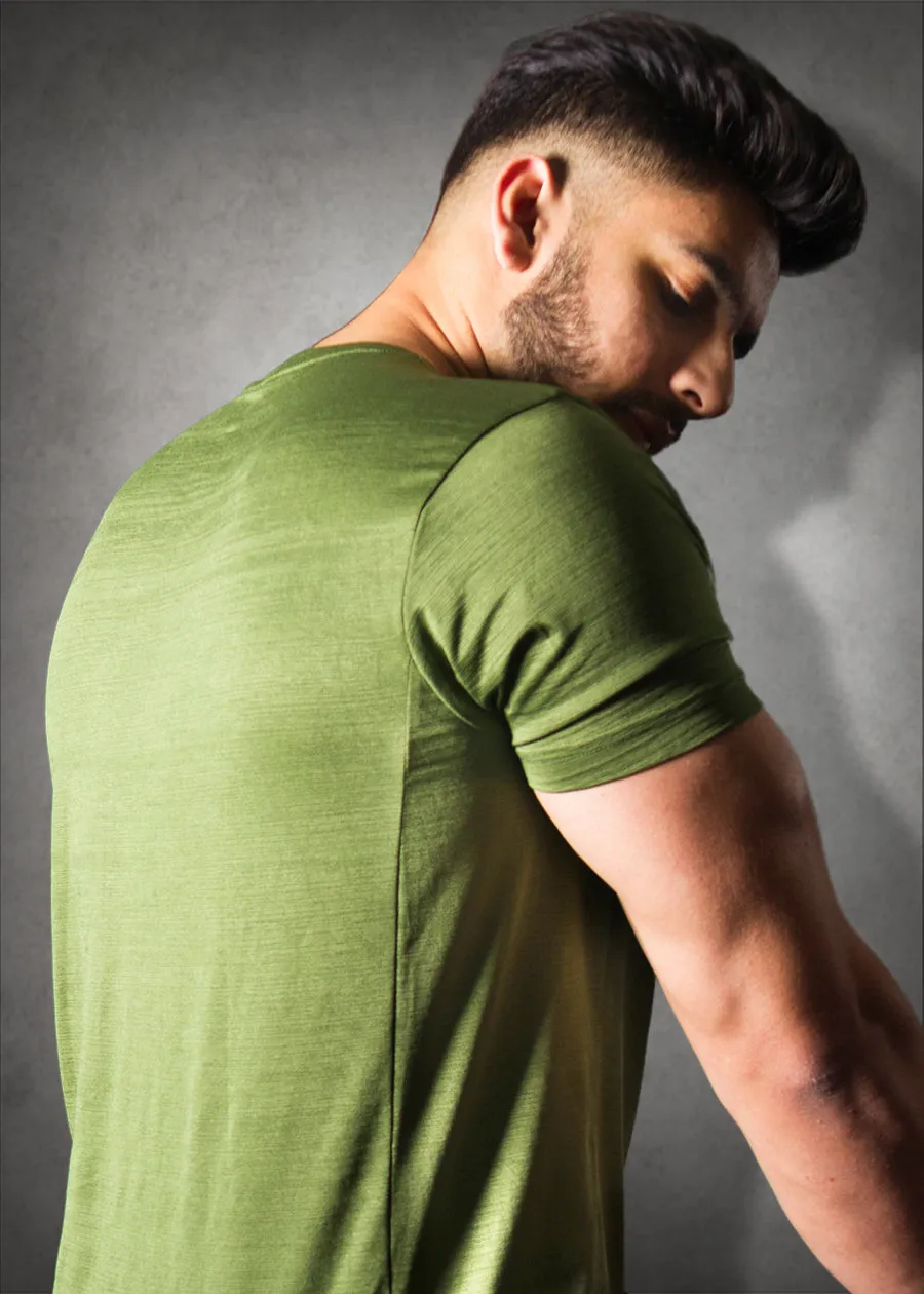 Mens Sweat in Style Round Neck Half sleeve T-shirt - Forest Green