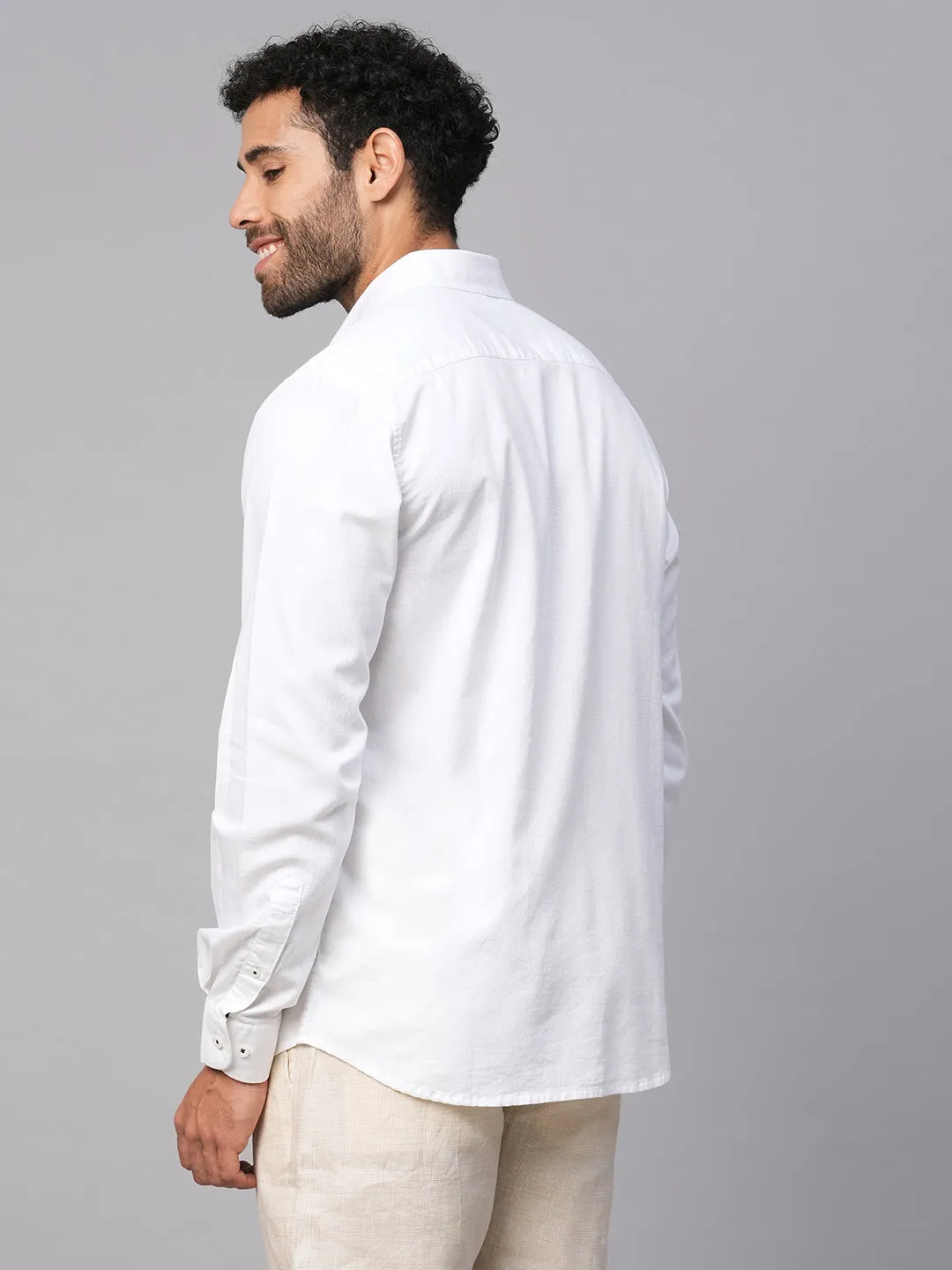 Men's White Cotton Regular Fit Shirt