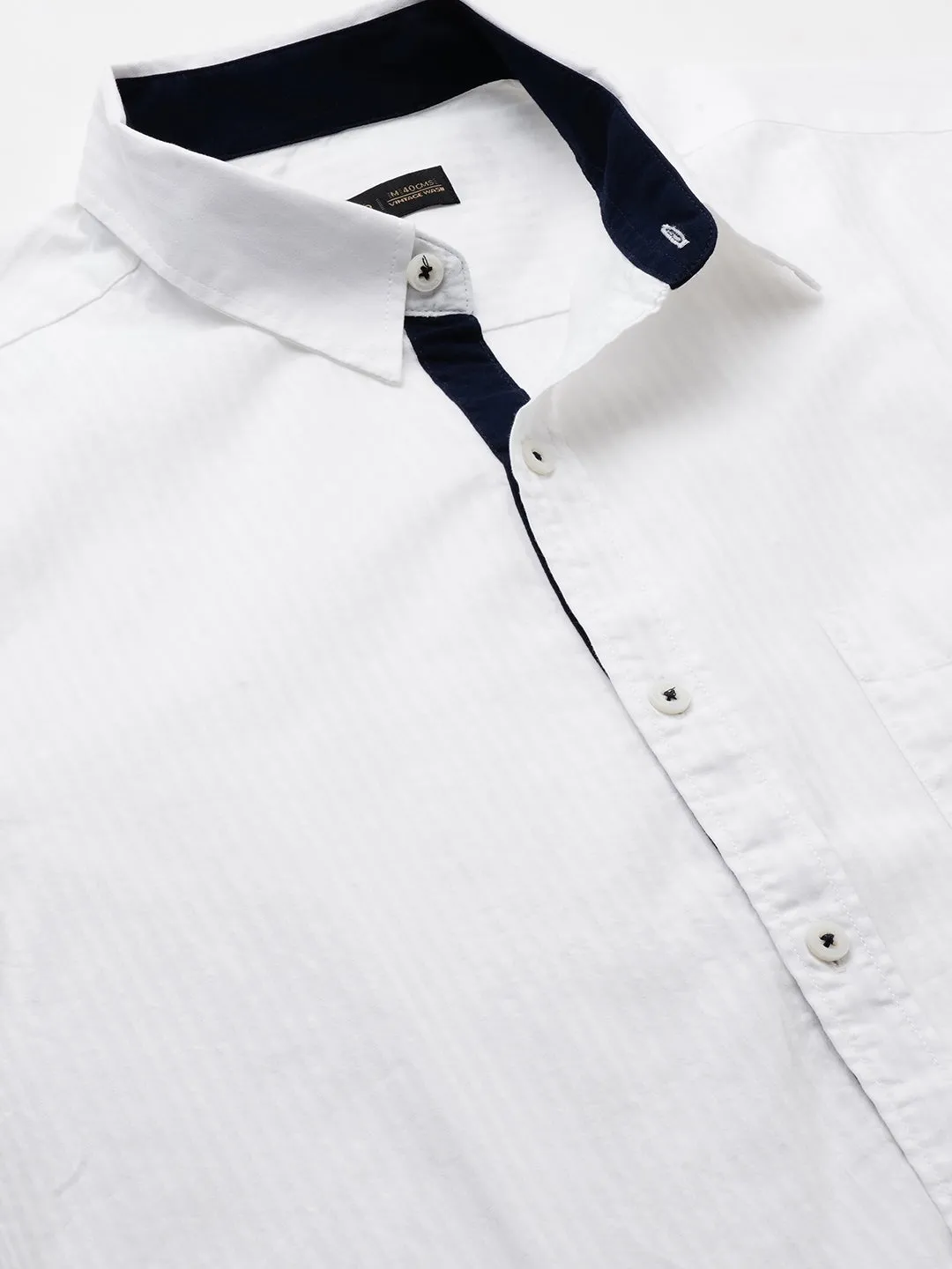 Men's White Cotton Regular Fit Shirt