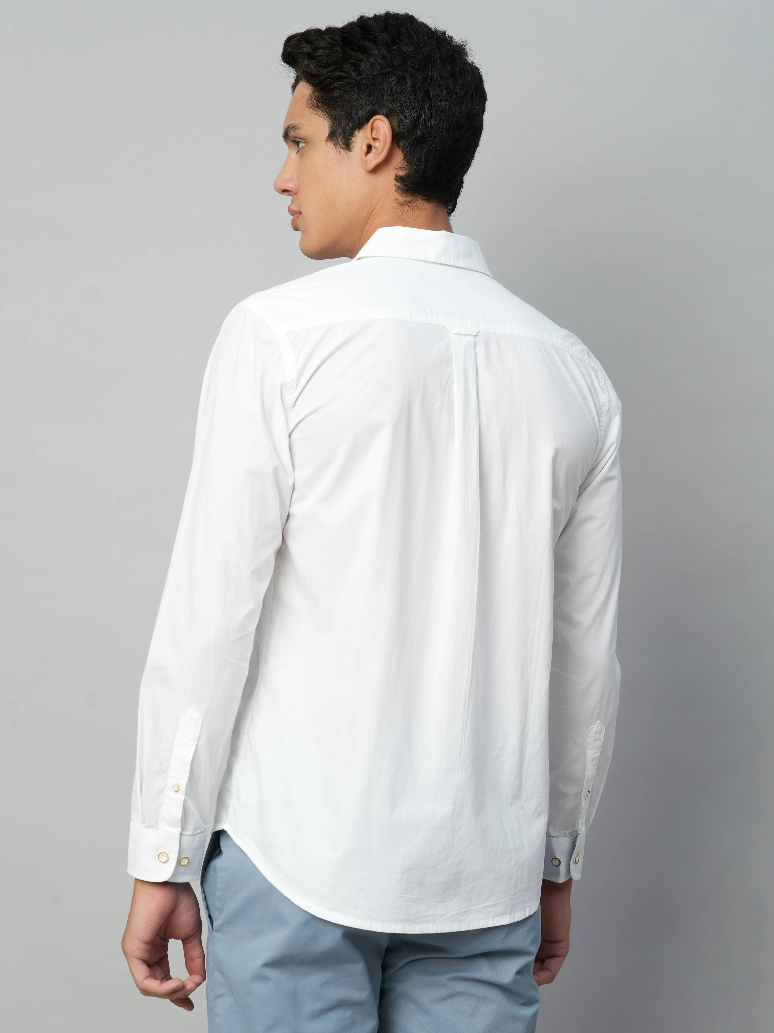 Men's White Cotton Regular Fit Shirts