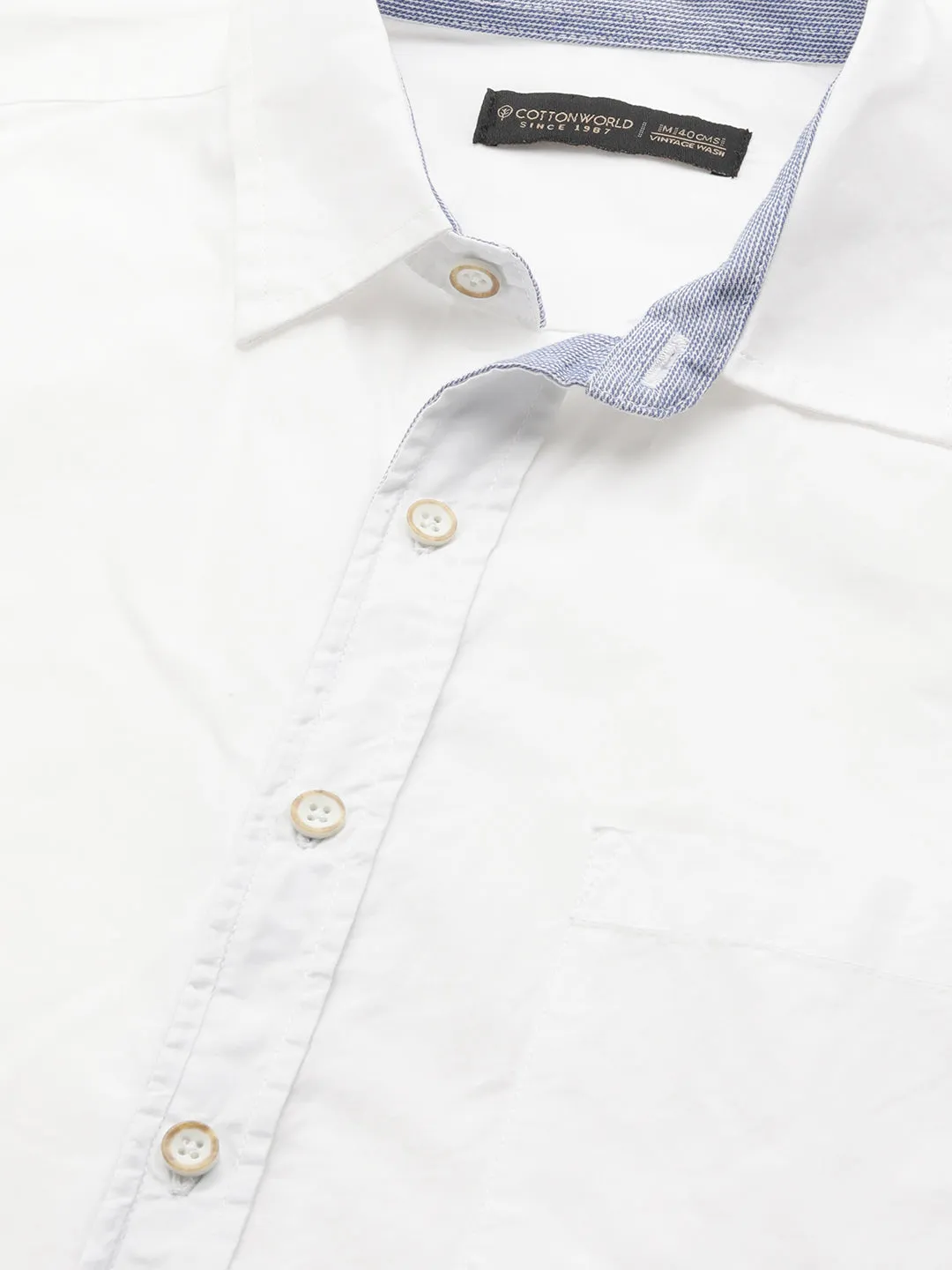 Men's White Cotton Regular Fit Shirts