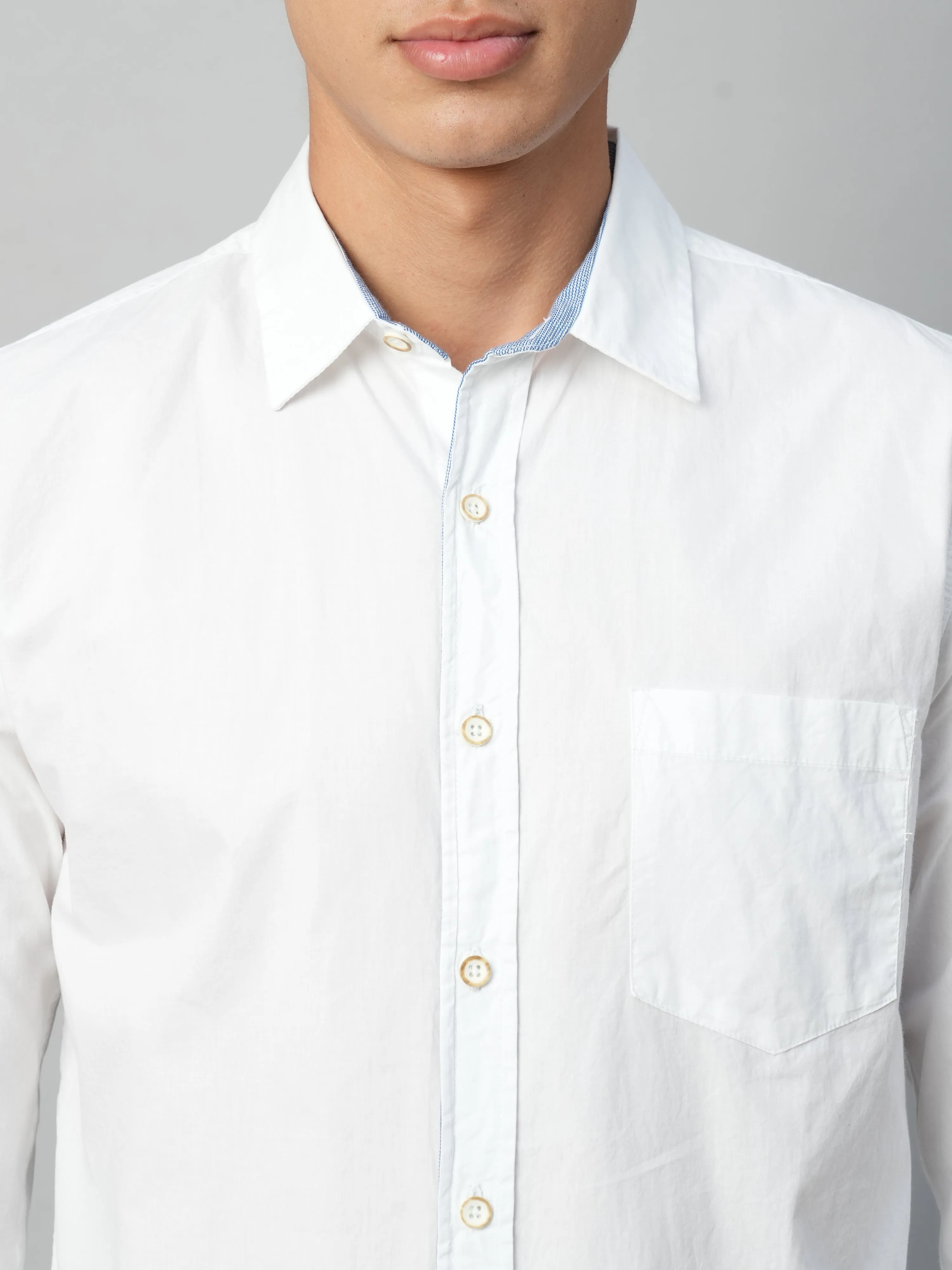 Men's White Cotton Regular Fit Shirts