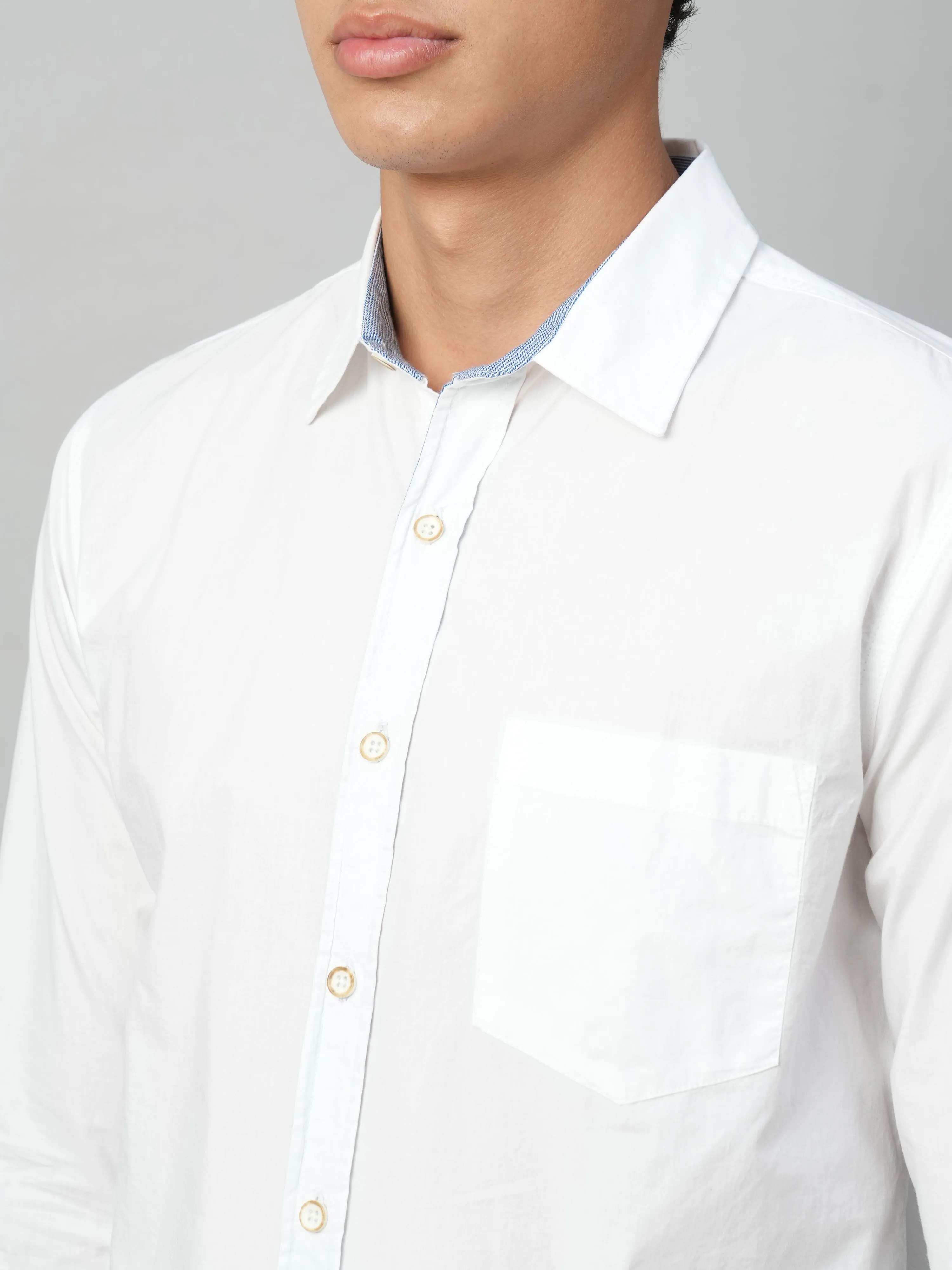 Men's White Cotton Regular Fit Shirts