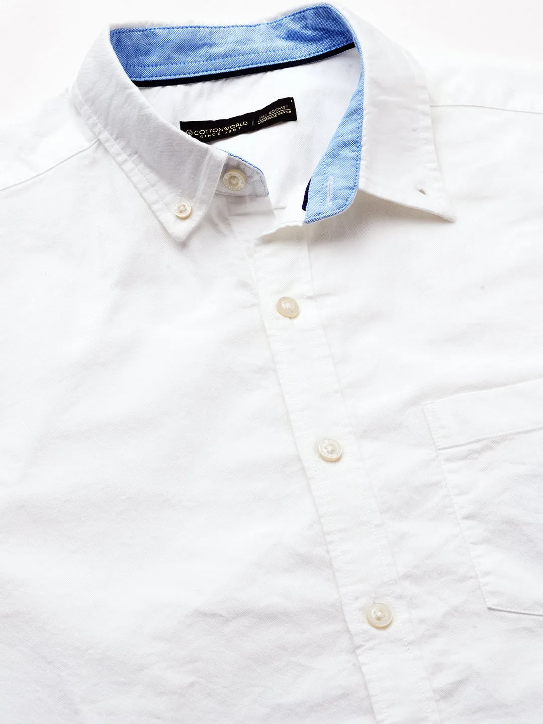 Men's White Oxford Cotton Regular Fit Shirt