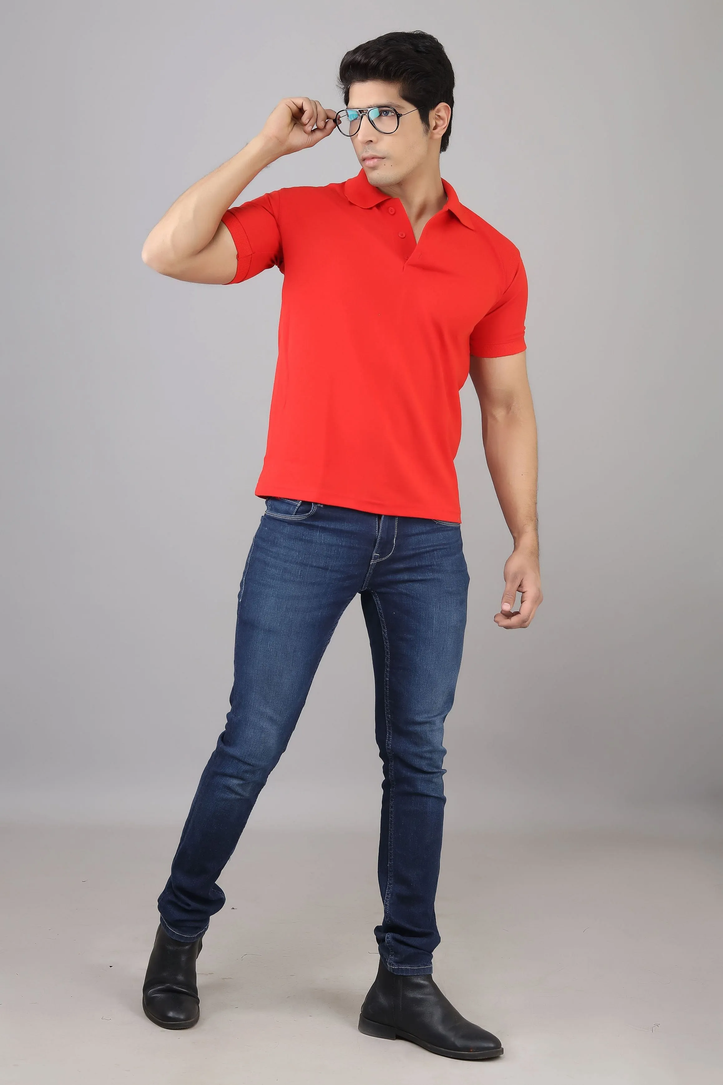 Polo T Shirts for Men | Men Red Solid Polo Collar T-shirt