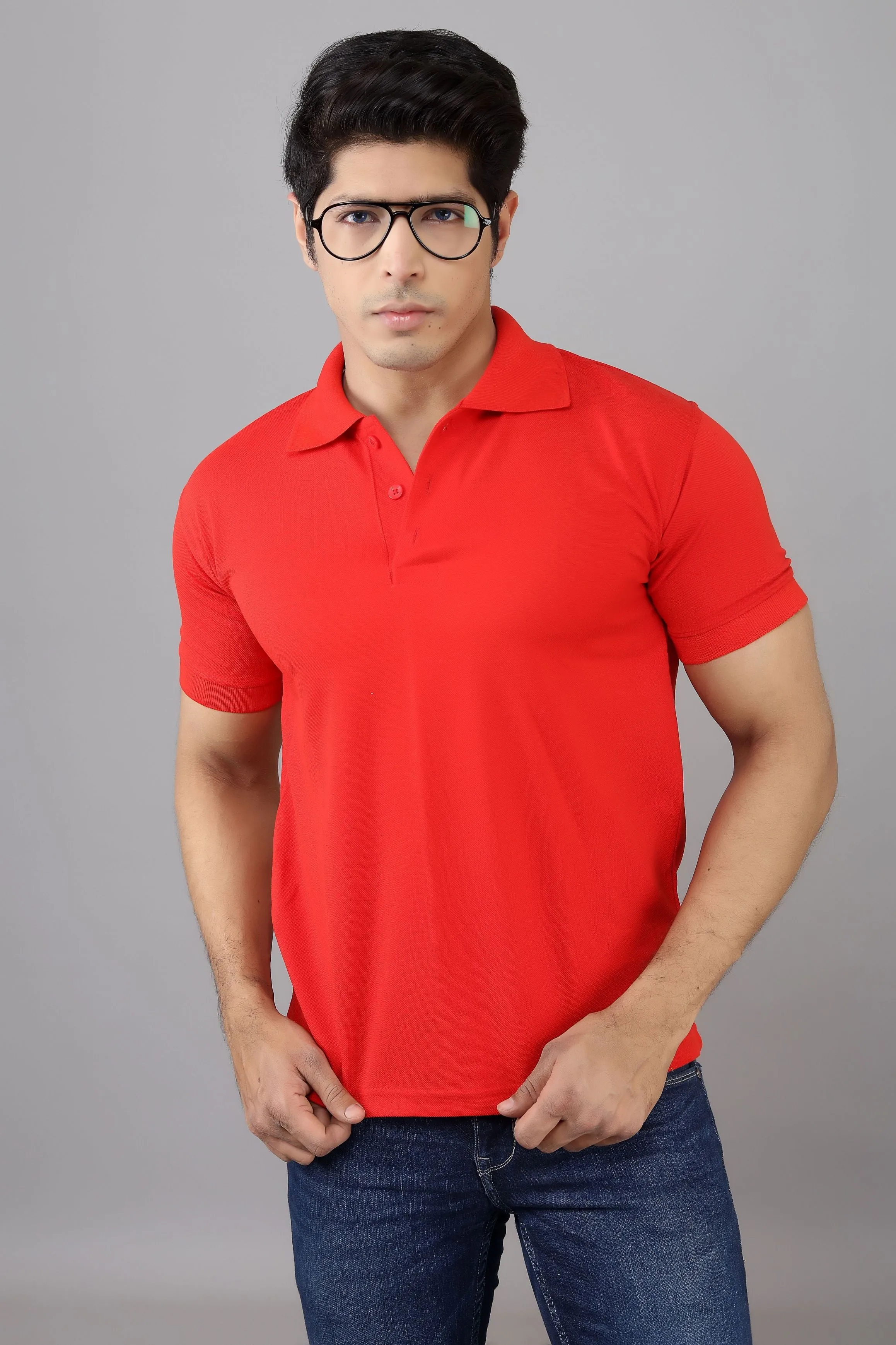 Polo T Shirts for Men | Men Red Solid Polo Collar T-shirt