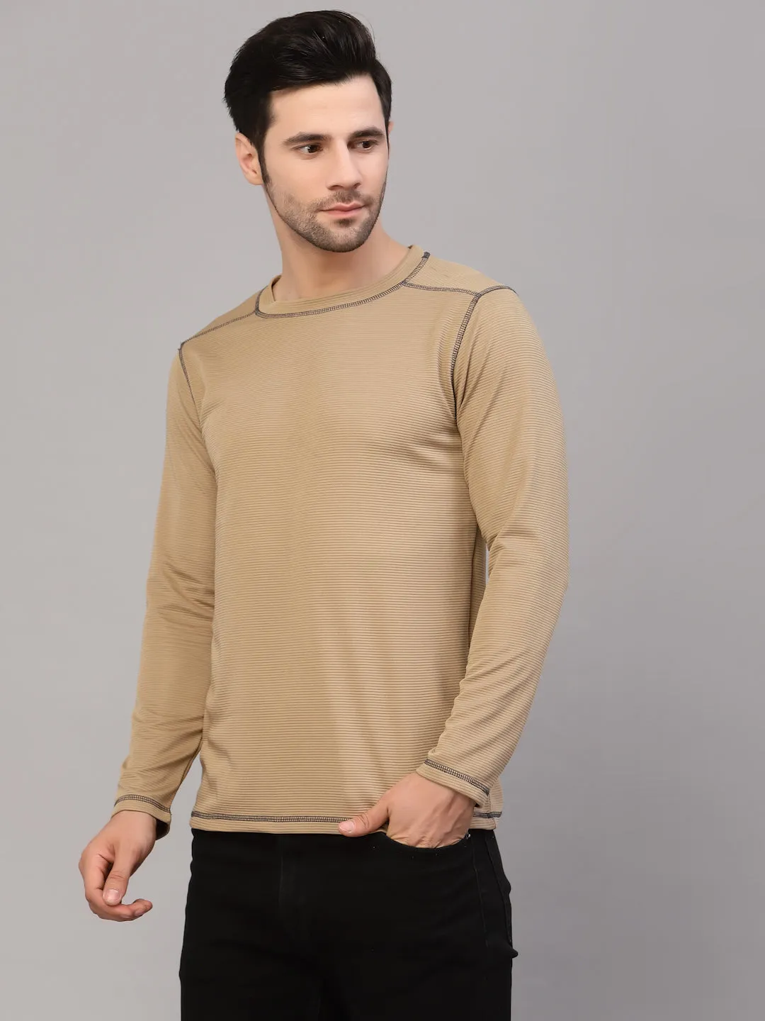 Poly Corduroy Round Neck T-Shirt