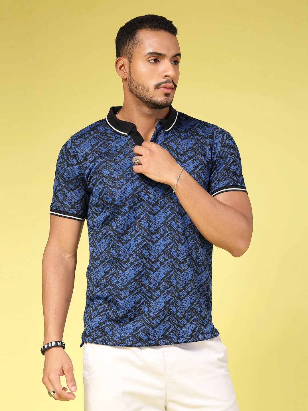 Polyester Abstract Print Polo T-Shirt