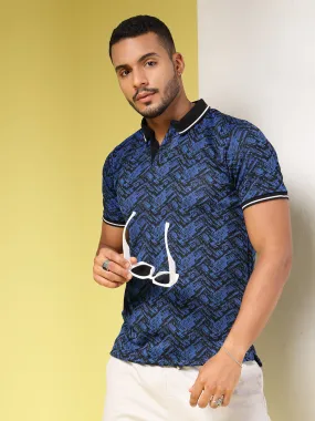 Polyester Abstract Print Polo T-Shirt