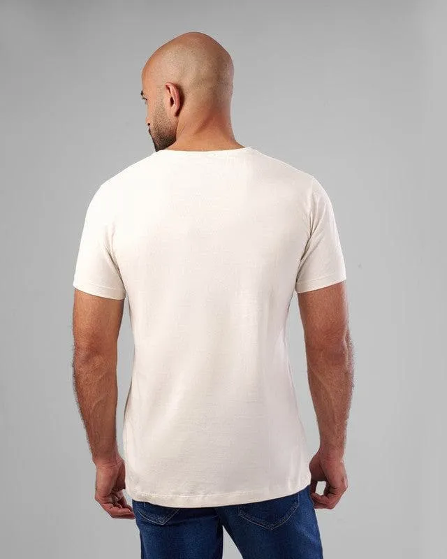 ROUND NECK PRINTED T-SHIRT - OFF WHITE