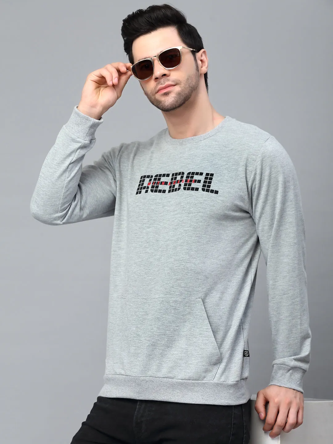 Round Neck Printed Terry Sweatshirt