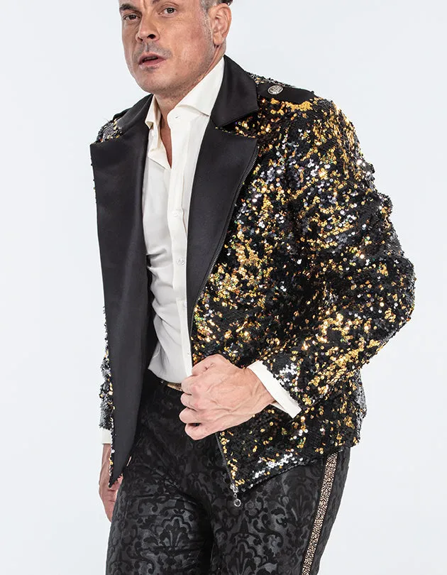 sequin jacket men, bomber gold/black